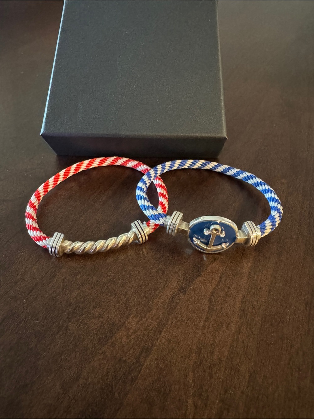 Brighton Nautical Red & Blue Rope Bracelets with Silver Connectors